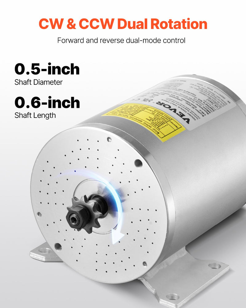 VEVOR 2000W Electric Brushless DC Motor Kit - 48V 4300rpm Motor with Upgraded Speed Controller and Throttle Grip Kit for Go Karts E-Bike Motorcycle Scooter DIY