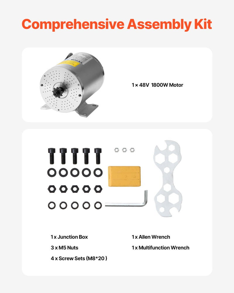 VEVOR 3000W Electric Brushless DC Motor, 72V 4900rpm Go Kart Electric Motor, Electric Dirt Bike Motor Engine for E-Bike Motorcycle Scooter DIY