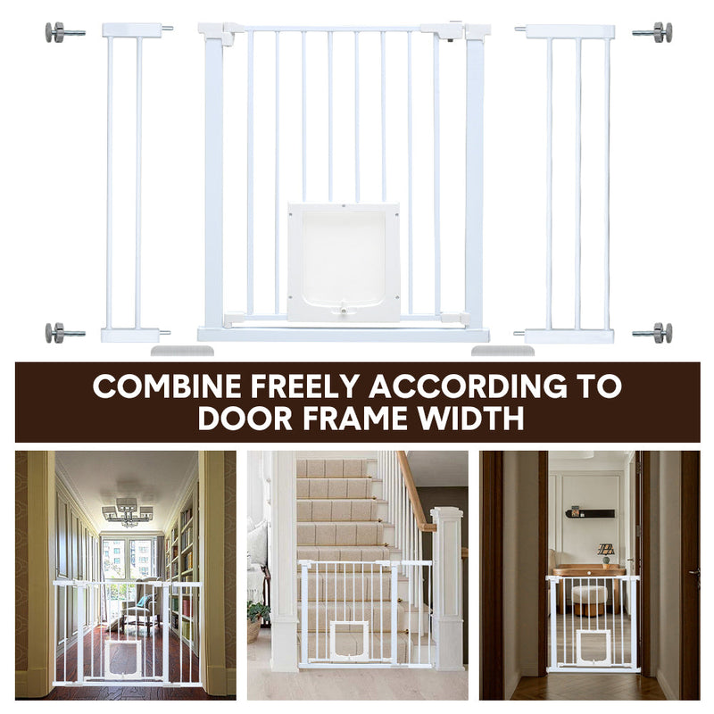 Alston 76cm Tall Baby Pet Security Gate Safety Adjustable Width with Cat Door for House Doorways Stairs Guard Extension Part Width 12cm/24cm Wall Mount