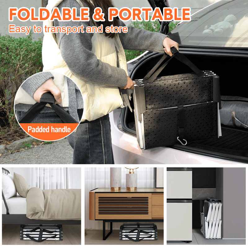 Folding Dog Stair Lightweight Aluminium Dog Ramp Adjustable Height 5 Steps Pet Ladder Loads up to 70Kg with Non-Slip Surface for Cars Trunk SUV Trucks