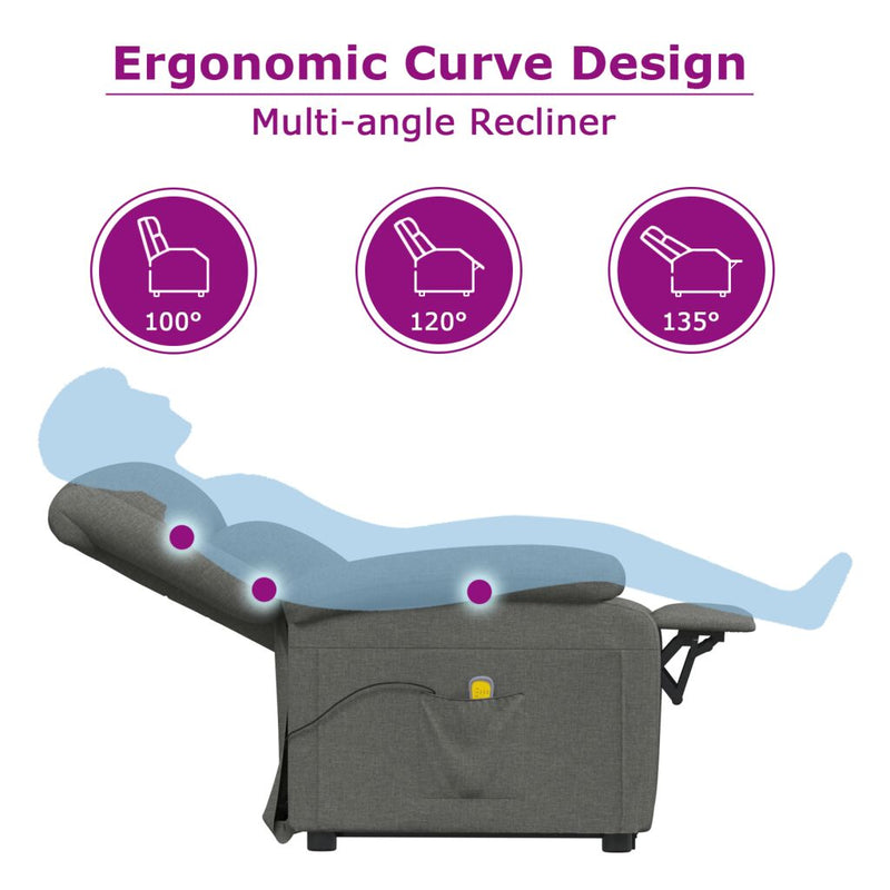 vidaXL Massage Chair Dark Grey Fabric
