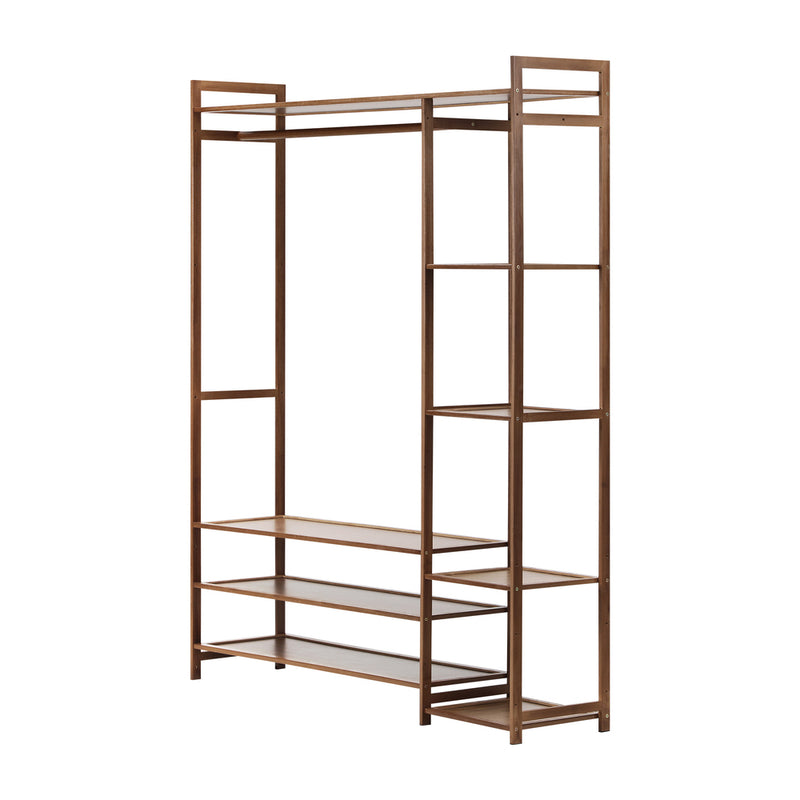 Oikiture Open Wardrobe with 8 Display Shelves
