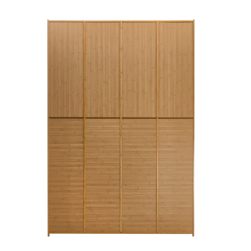 Oikiture Bamboo Wardrobe Clothes Storage 8 Doors with 7 Shelves