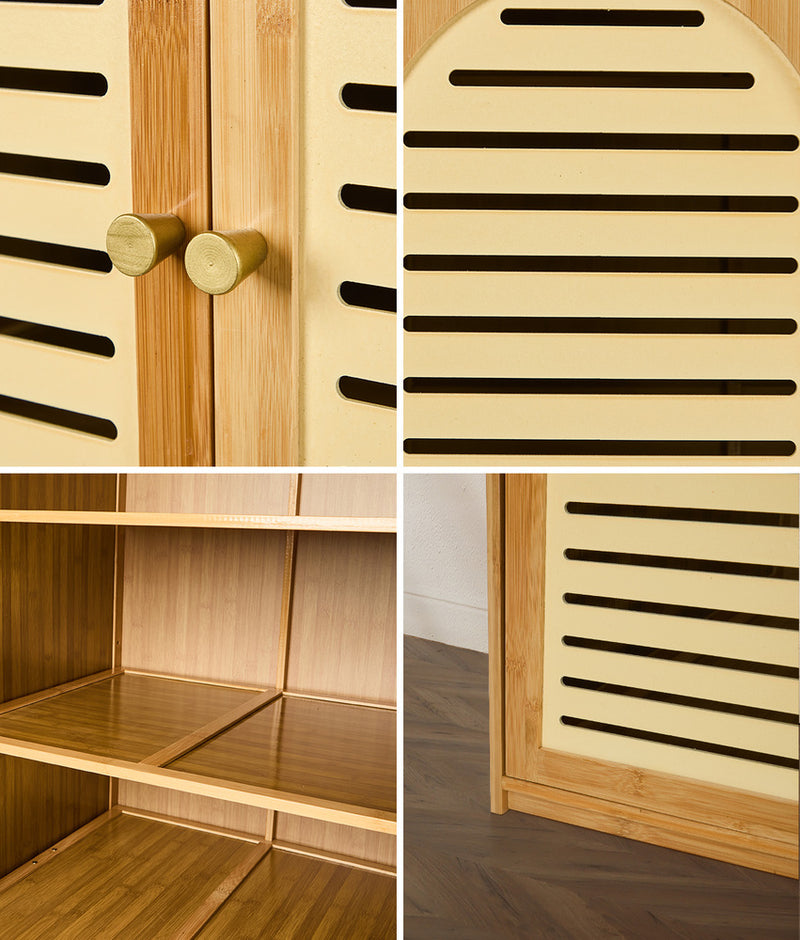 Oikiture Bamboo Wardrobe Clothes Storage 8 Doors with 7 Shelves