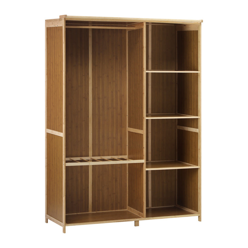 Oikiture Open Wardrobe Clothes Rack 5 Shelves with Hanging Rail