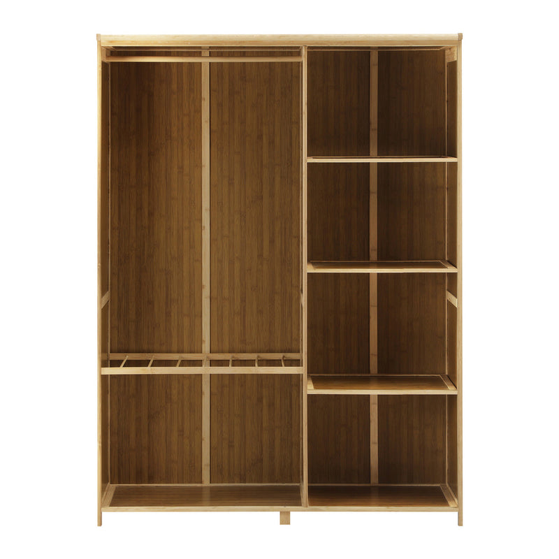 Oikiture Open Wardrobe Clothes Rack 5 Shelves with Hanging Rail