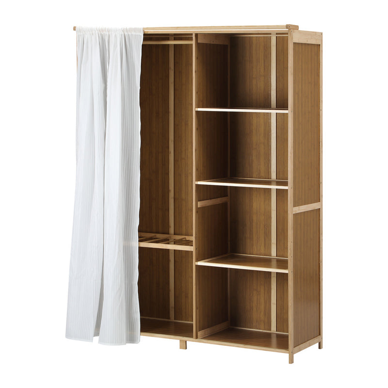 Oikiture Open Wardrobe Clothes Rack 5 Shelves with Hanging Rail