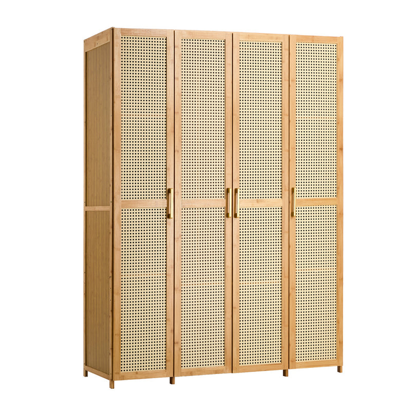 Oikiture Wardrobe Storage Cabinet Large Cupboard 4 Doors 10 Shelves