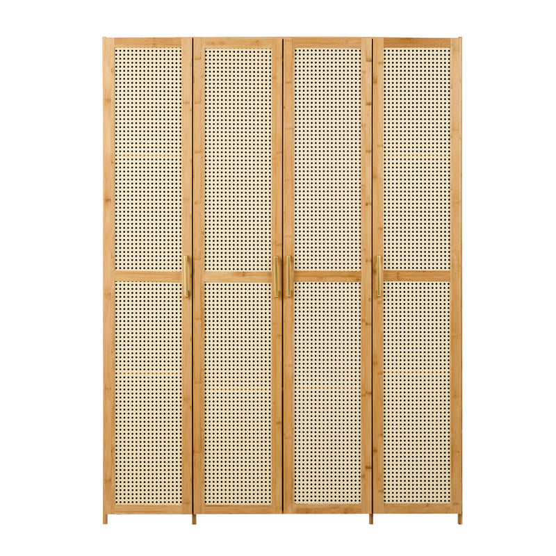 Oikiture Wardrobe Storage Cabinet Large Cupboard 4 Doors 10 Shelves