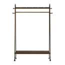 Oikiture Clothes Rack Hanging Rail Bamboo Portable Wheels