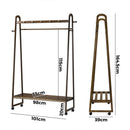Oikiture Clothes Rack Hanging Rail Bamboo Portable Wheels