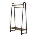Oikiture Clothes Rack Hanging Rail Bamboo Portable Wheels