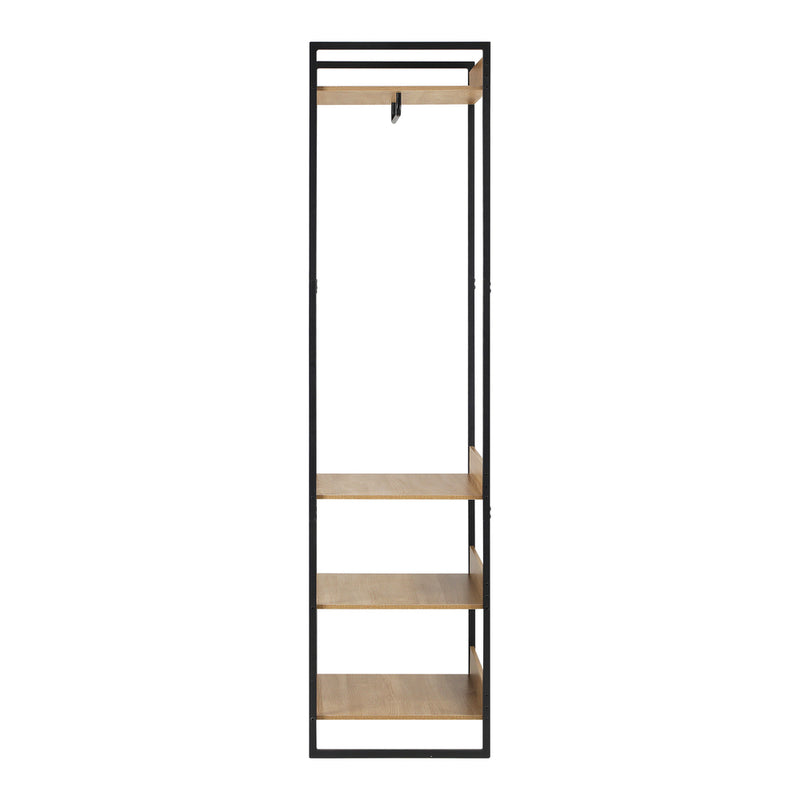 Oikiture Clothes Rack Open Wardrobe 4 shelves Hanging Rail Metal