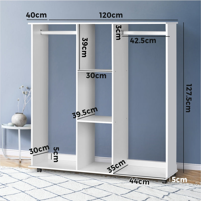 Oikiture Portable Double Wardrobe Open Clothes Rack