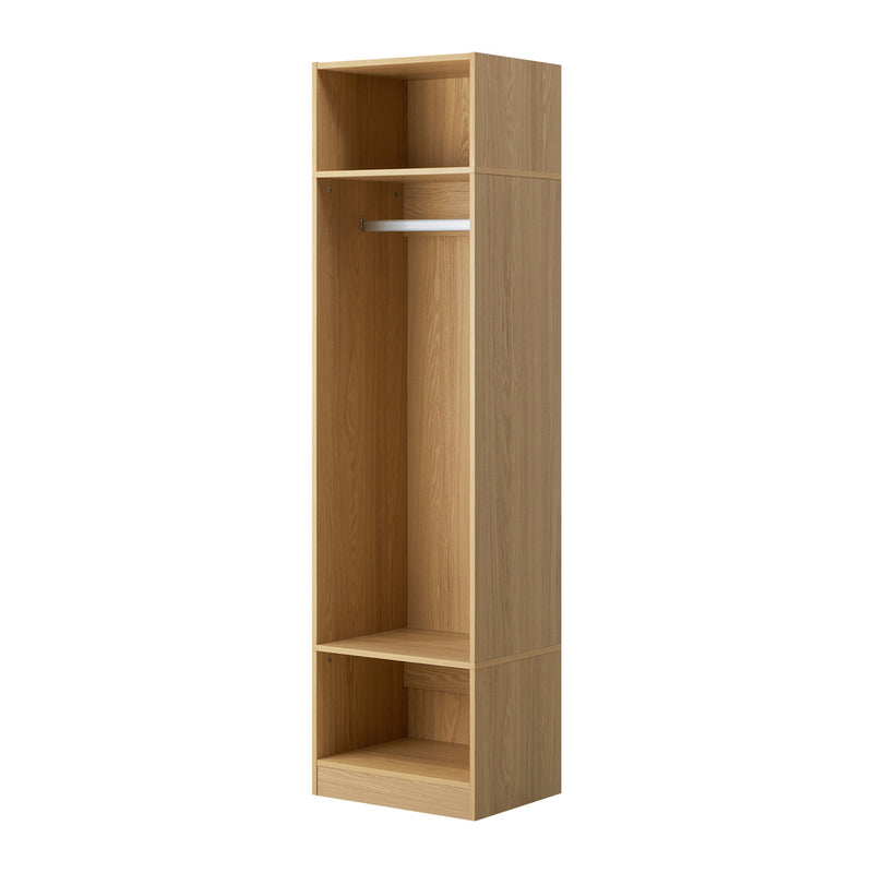 Oikiture Open Wardrobe 3 Drawers Hanging Rail Natural