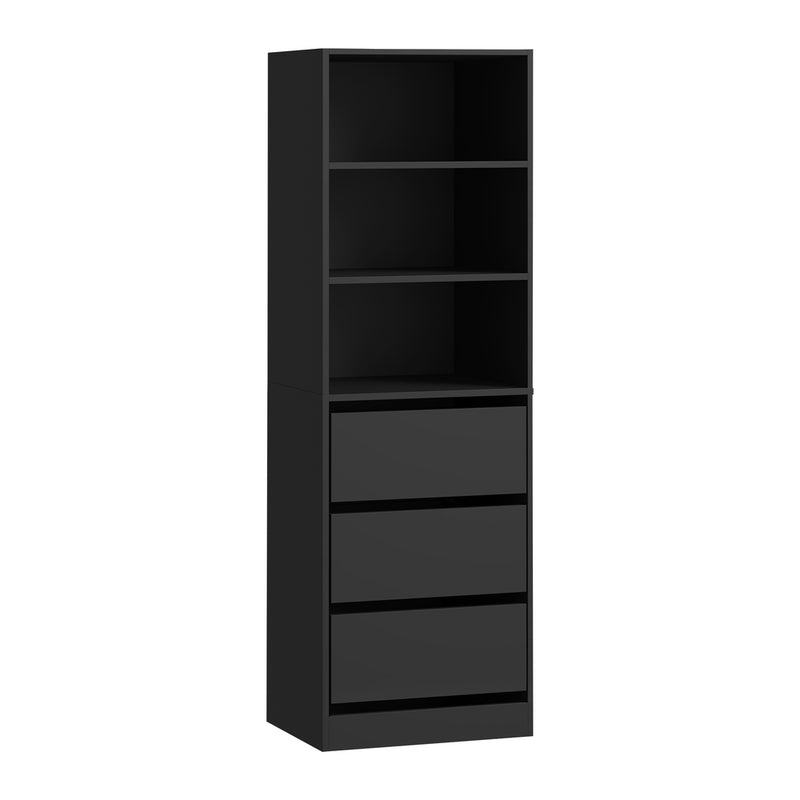 Oikiture Wardrobe Shelf Unit 3 Drawers Organizer Black