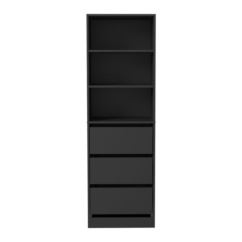 Oikiture Wardrobe Shelf Unit 3 Drawers Organizer Black