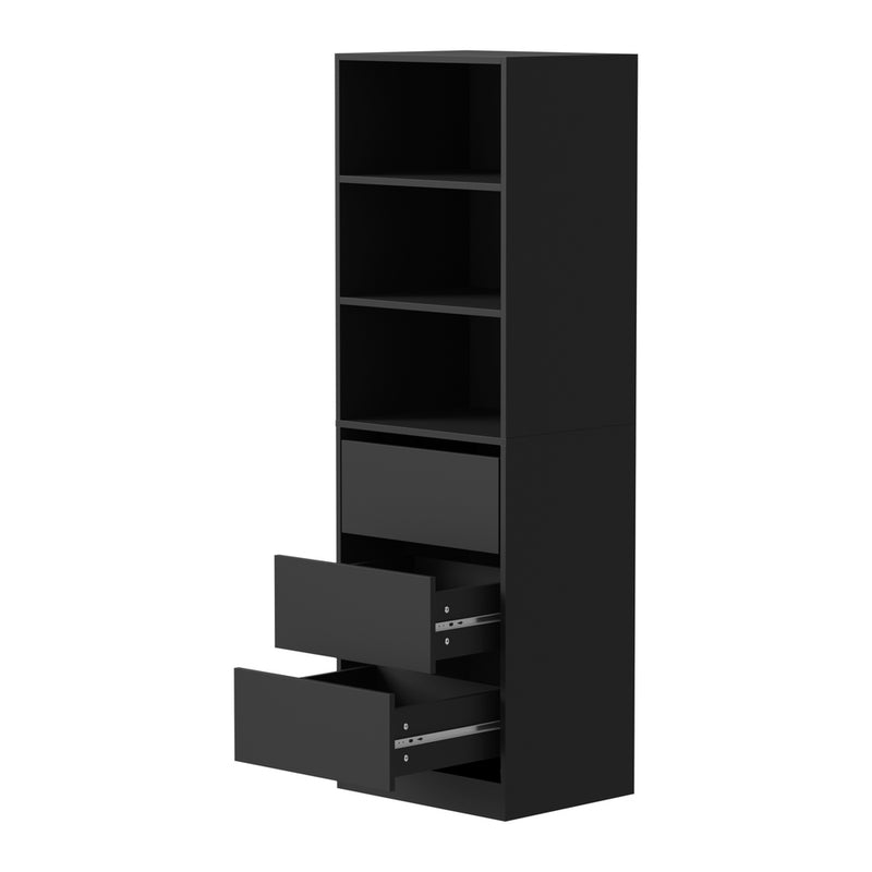 Oikiture Wardrobe Shelf Unit 3 Drawers Organizer Black