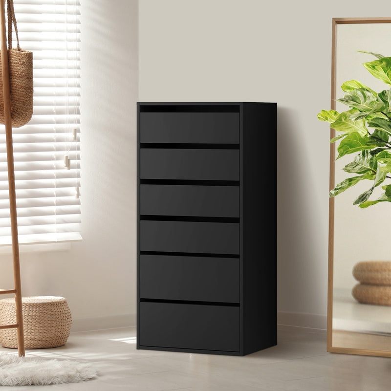 Oikiture Wardrobe Shelf Unit 6 Chest of Drawers Black