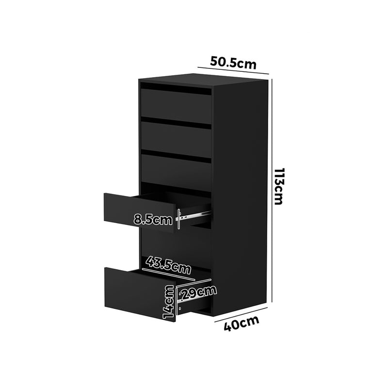 Oikiture Wardrobe Shelf Unit 6 Chest of Drawers Black