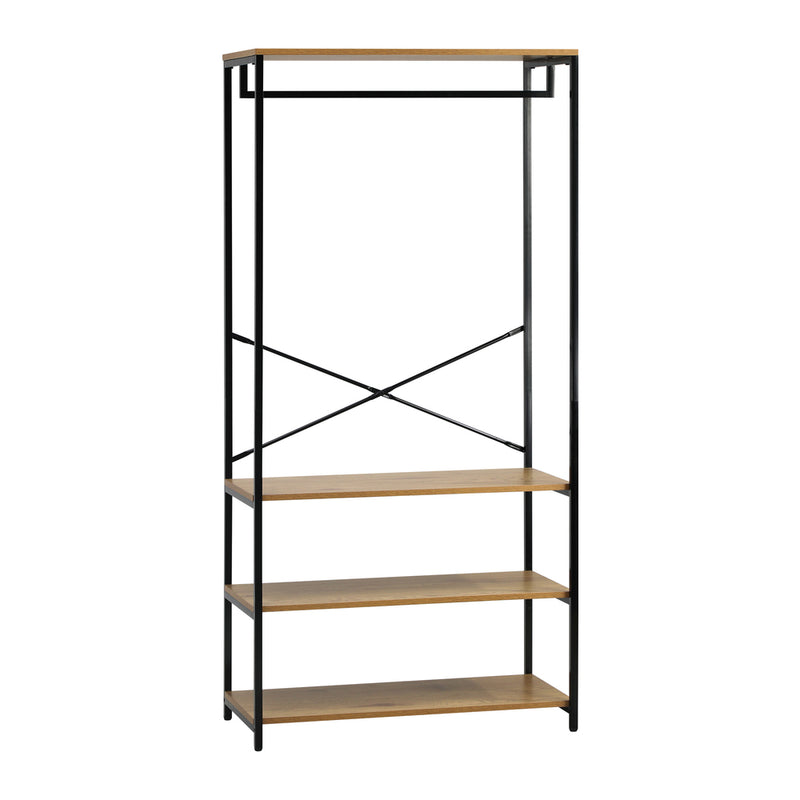 Oikiture Open Wardrobe with Hanging Rail Metal 4 shelves