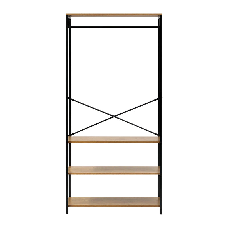 Oikiture Open Wardrobe with Hanging Rail Metal 4 shelves