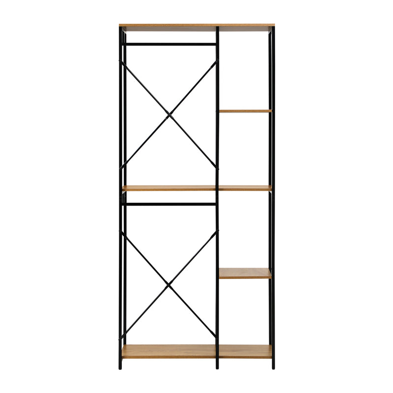 Oikiture Large Open Wardrobe Hanging Rail 5 shelves