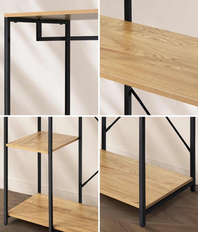 Oikiture Large Open Wardrobe Hanging Rail 5 shelves