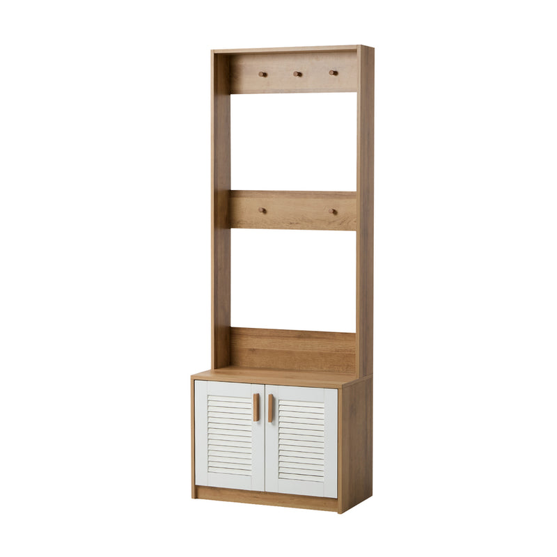 Oikiture Tree Wardrobe Shelf Bench Coat Rack Entryway Storage Natural