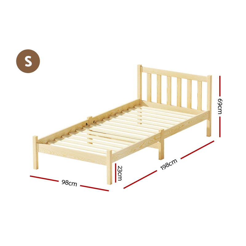 Artiss Bed Frame Single Size Wooden Oak SOFIE