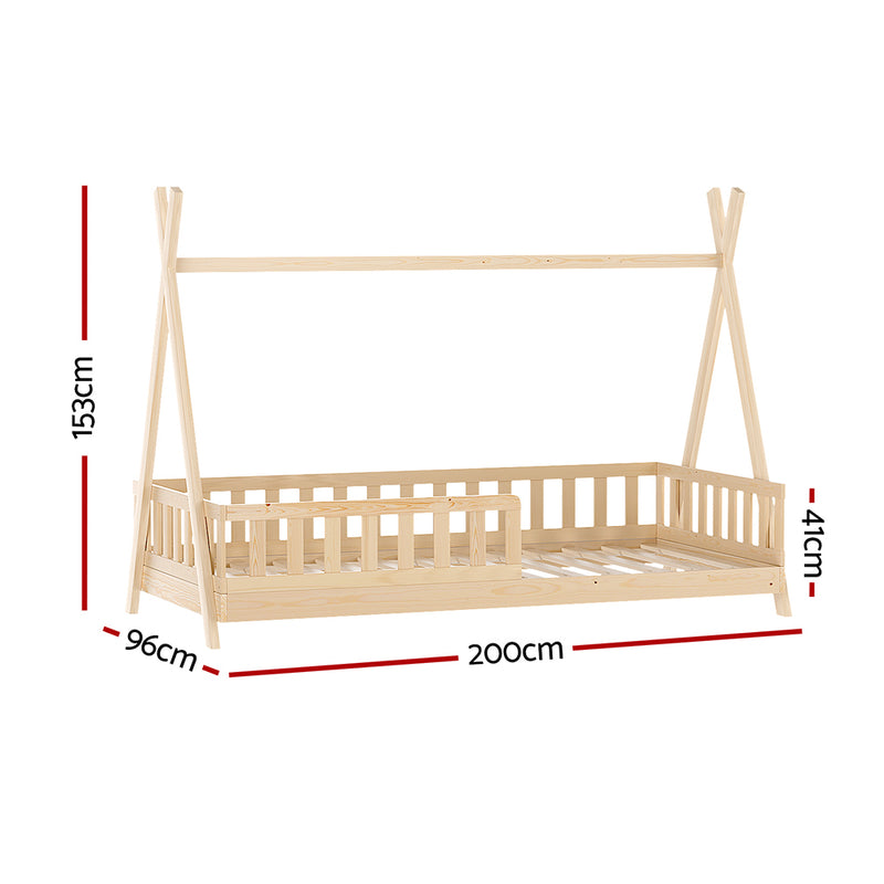 Artiss Bed Frame Wooden Kids House Frames Oak PUAH