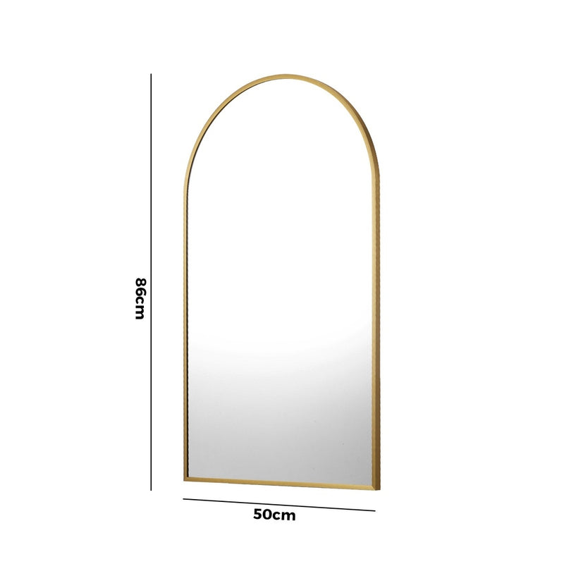 Oikiture Wall Mirrors 86x50cm Arched Gold Set of 2