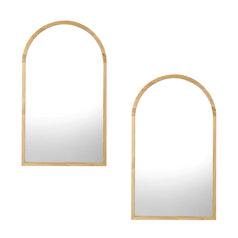 Oikiture Arched Wall Mirrors 86x50cm Wooden Set of 2
