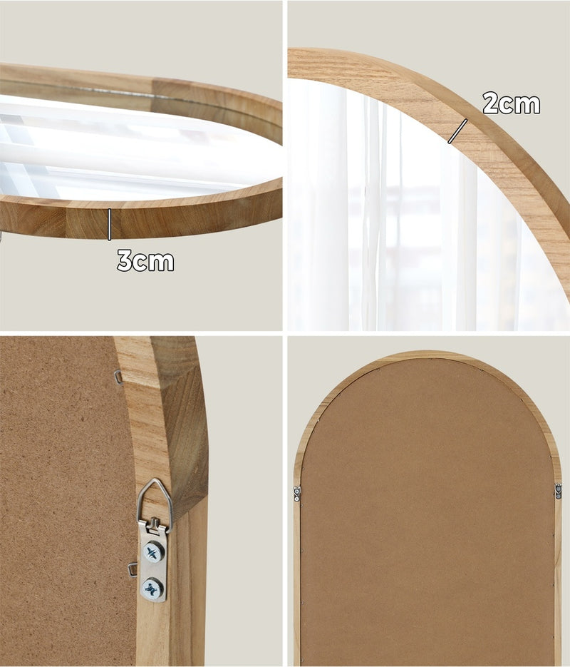 Oikiture Arched Wall Mirrors 86x50cm Wooden Set of 2