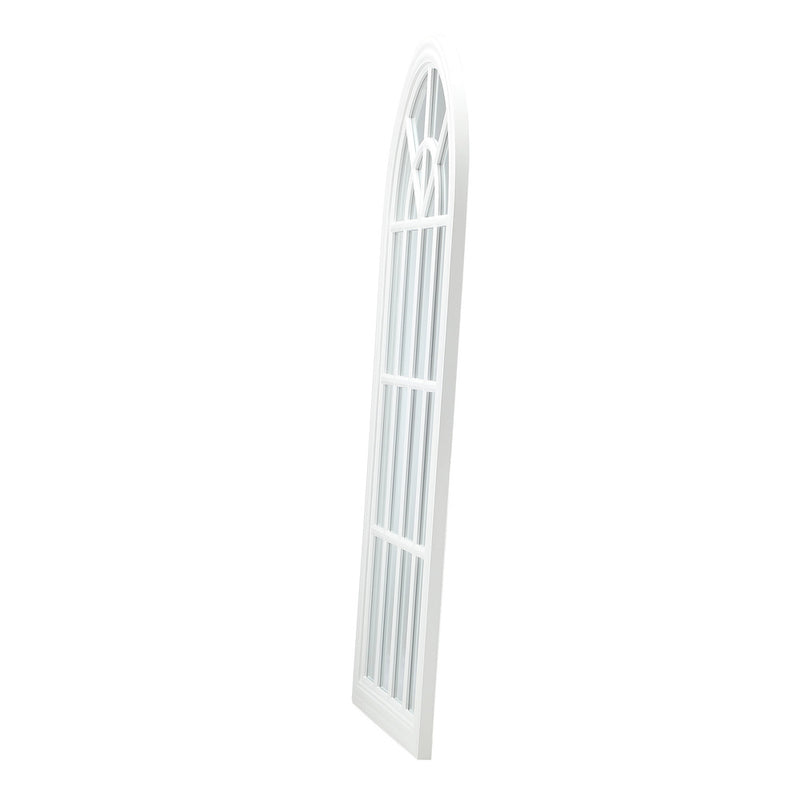 Oikiture Wooden Window Mirror Arched Wall Mirrors 130x70cm White