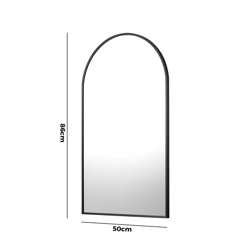 Oikiture Wall Mirror 86x50cm Arched Black