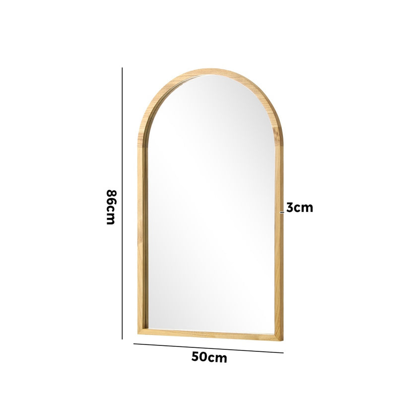 Oikiture Wall Mirror Wooden Frame Arched 86 x 50cm
