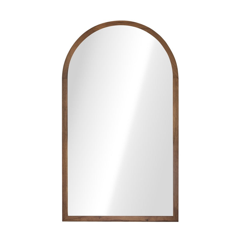 Oikiture Arched Wall Mirrors Home Makeup Mirror 86x50cm Brown Wood