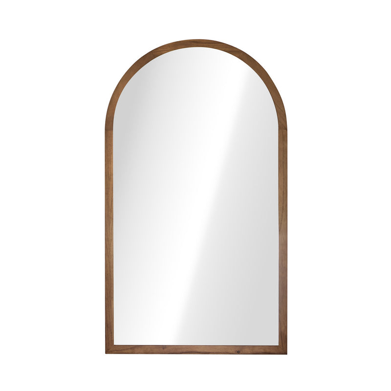 Oikiture Arched Wall Mirrors Home Makeup Mirror 86x50cm Brown Wood