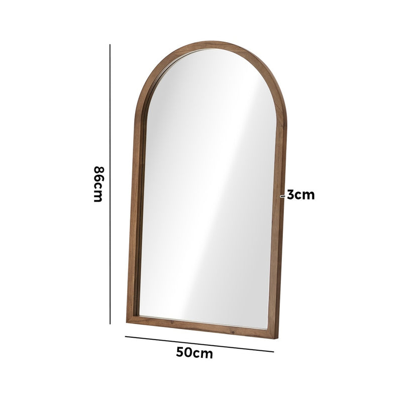 Oikiture Arched Wall Mirrors Home Makeup Mirror 86x50cm Brown Wood