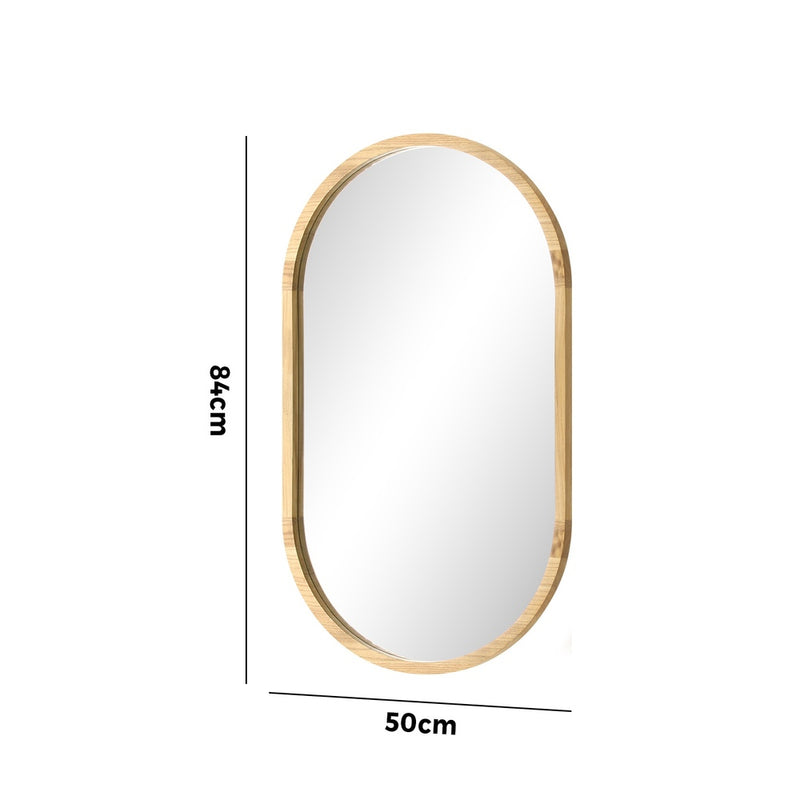 Oikiture Wall Mirror Oval Wooden 84x50cm