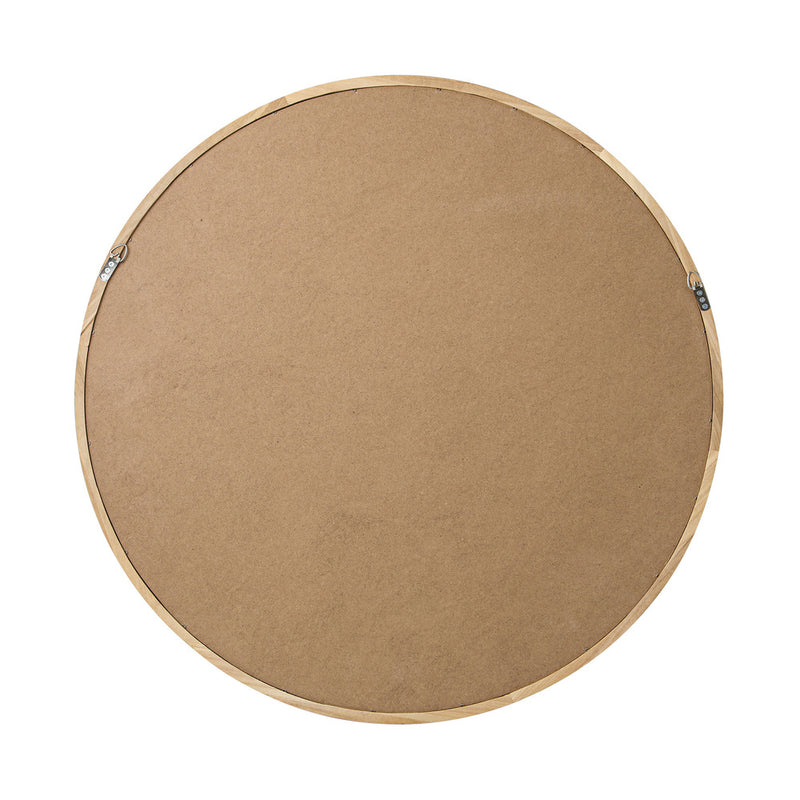 Oikiture Round Wall Mounted Mirror with Wood Frame 50cm