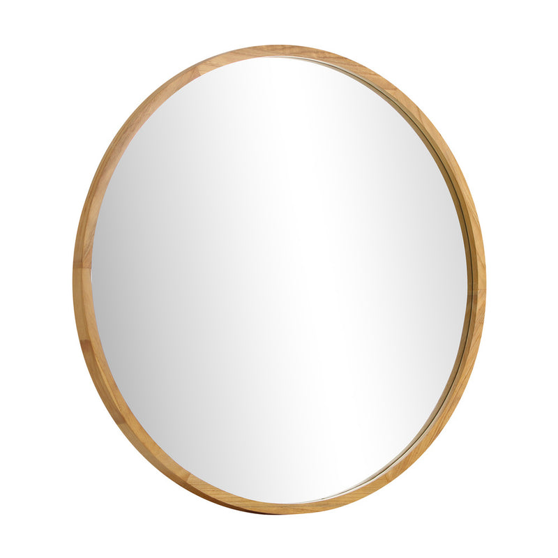 Oikiture Wall Mirror with Wood Frame 60cm Round