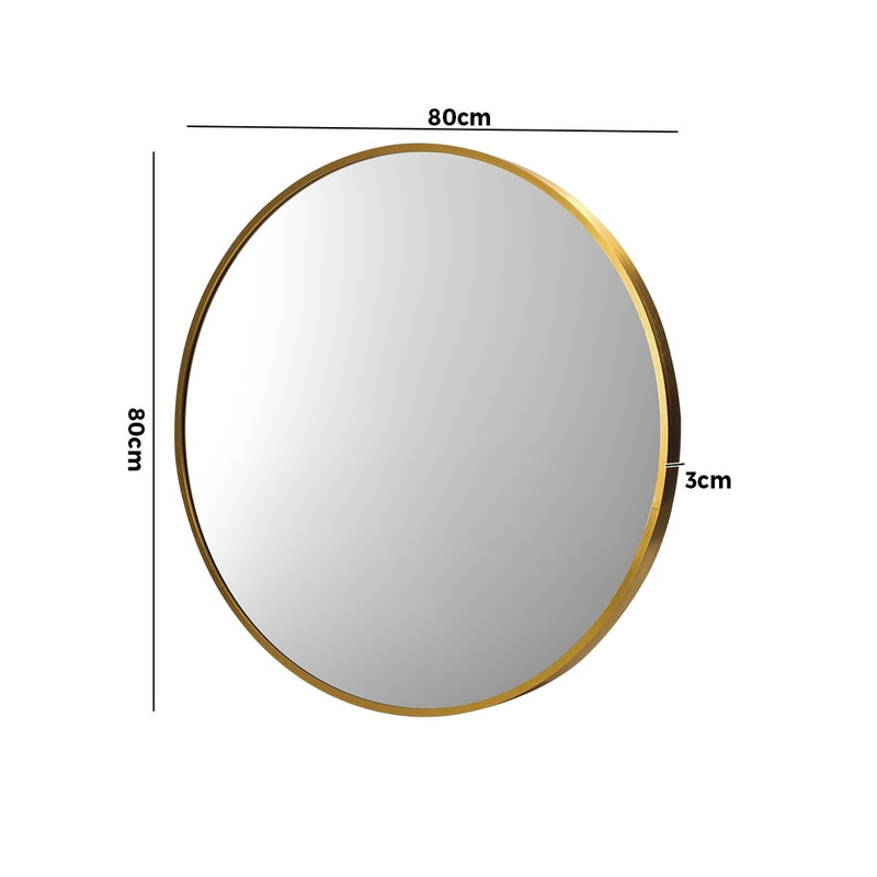 Oikiture Wall Mirror Round 80cm Gold