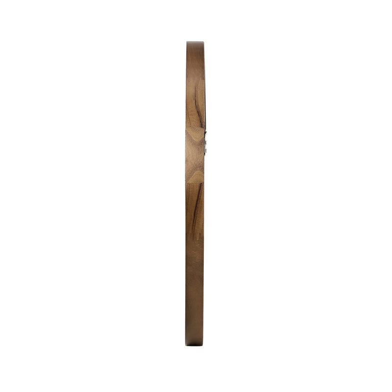 Oikiture Wall Mirrors 90cm Round Makeup Mirror Decor Bathroom Walnut