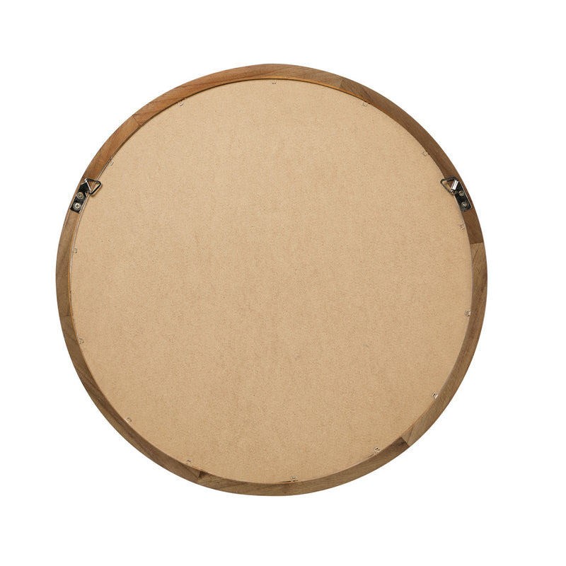 Oikiture Wall Mirrors 90cm Round Makeup Mirror Decor Bathroom Walnut