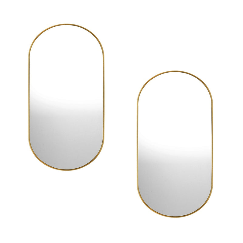 Oikiture Wall Mirrors Oval Mirror Gold 84x50cm Set of 2
