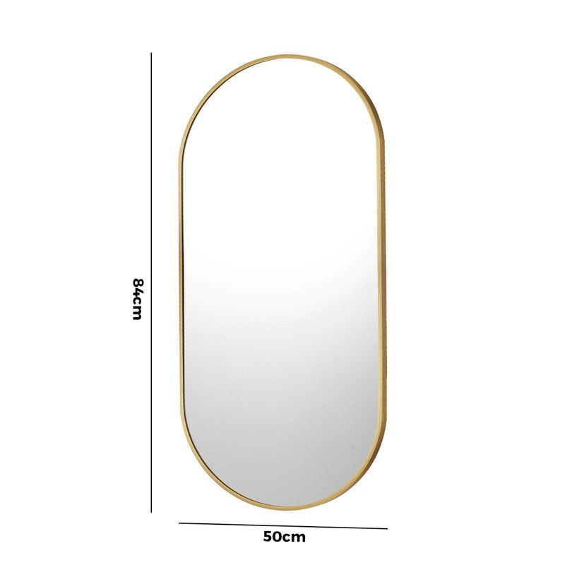 Oikiture Wall Mirrors Oval Mirror Gold 84x50cm Set of 2