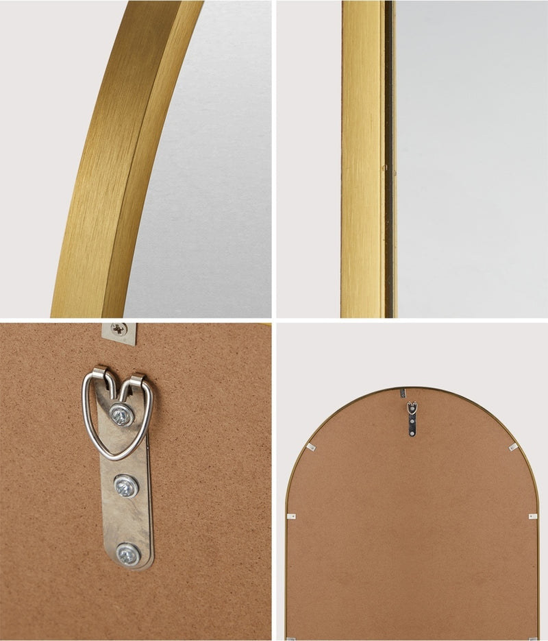 Oikiture Wall Mirrors Oval Mirror Gold 84x50cm Set of 2