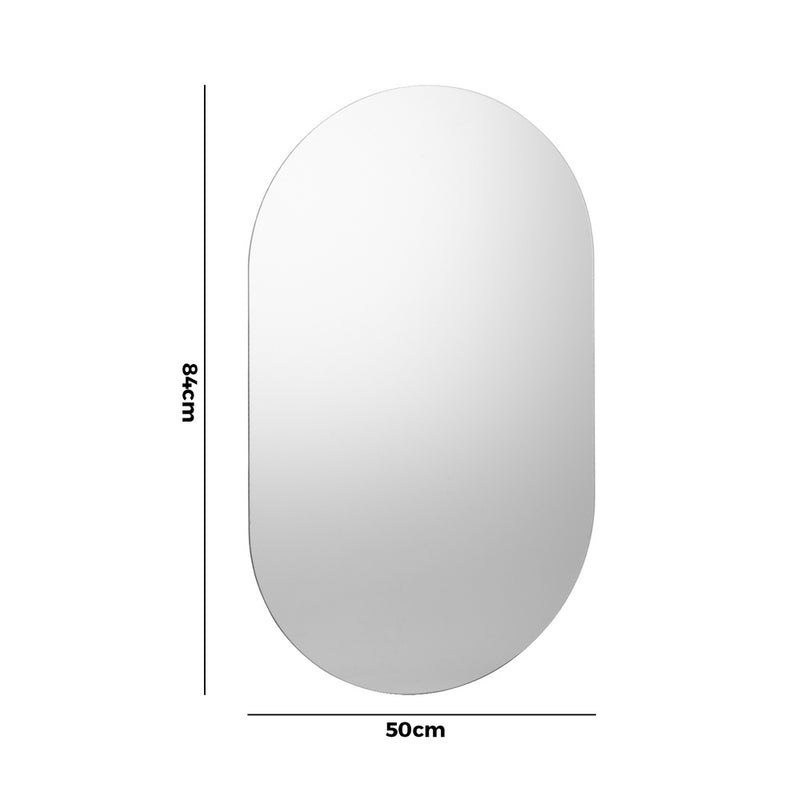 Oikiture Wall Mirrors Oval Frameless Mirror 84x50cm Set of 2